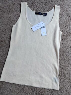 Dana Buchman Soft Cream Knit Scoop Neck Tank